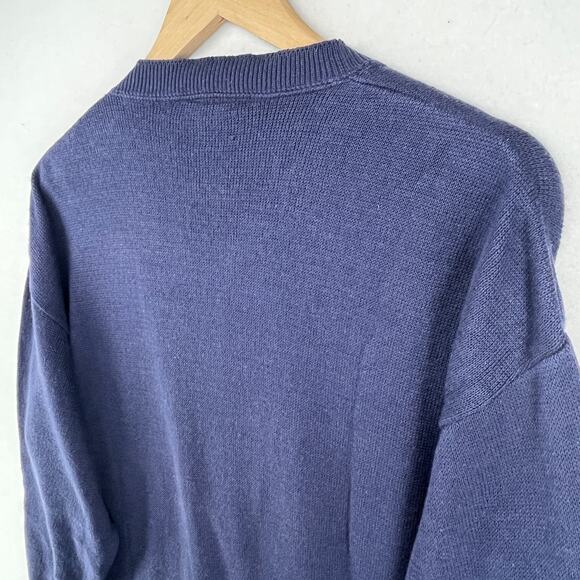 FALL RIVER KNITTING MILLS Dress L Sweater Shift Midi Sailor Cotton Blue USA VTG - Picture 9 of 15